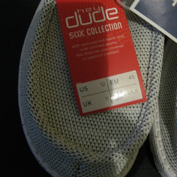 Men's Hey Dude, Wally Sox Style Slip-On Stone white (light gray look) size 12 - Picture 7 of 9